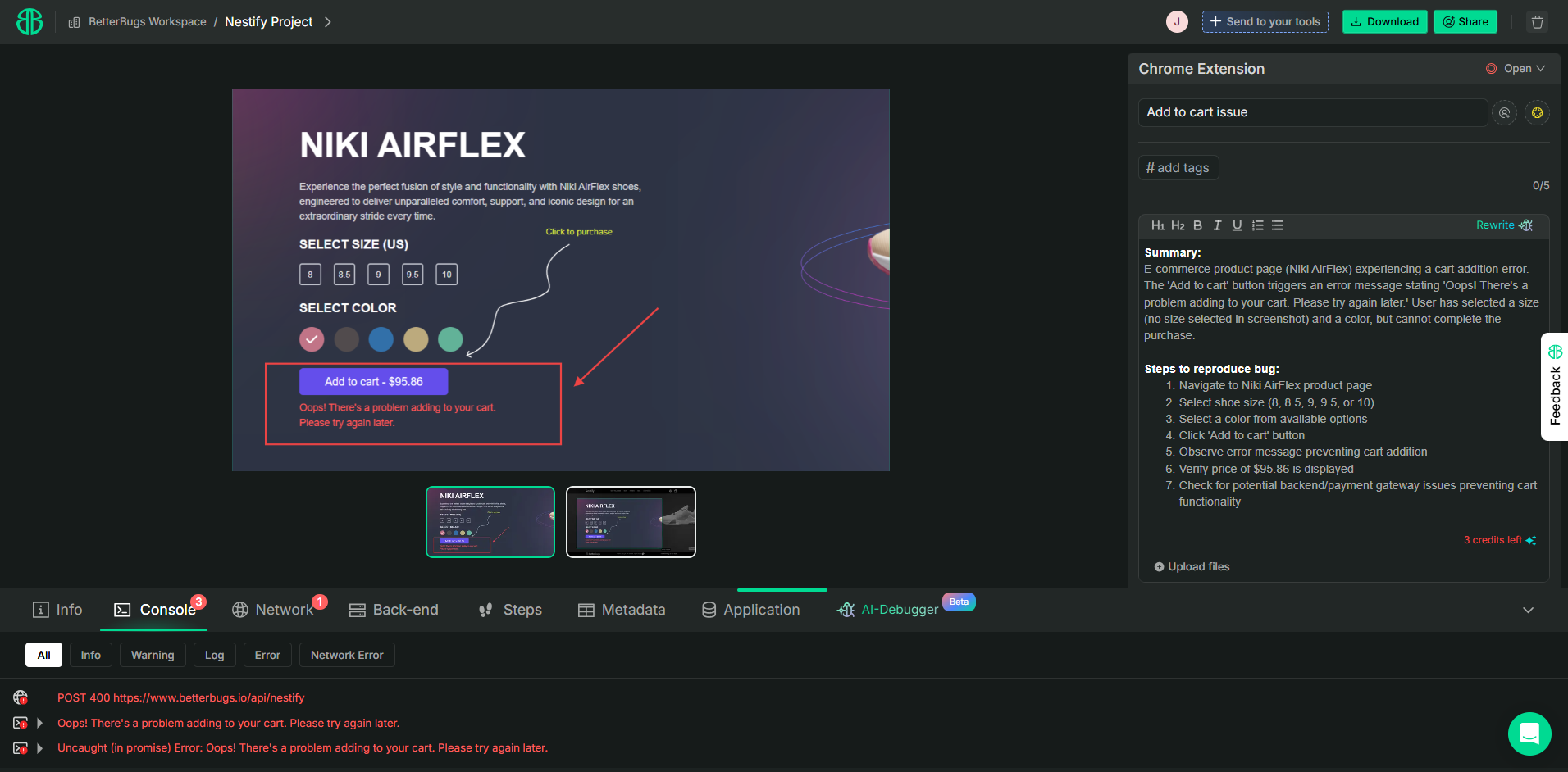 BetterBugs Bug Report