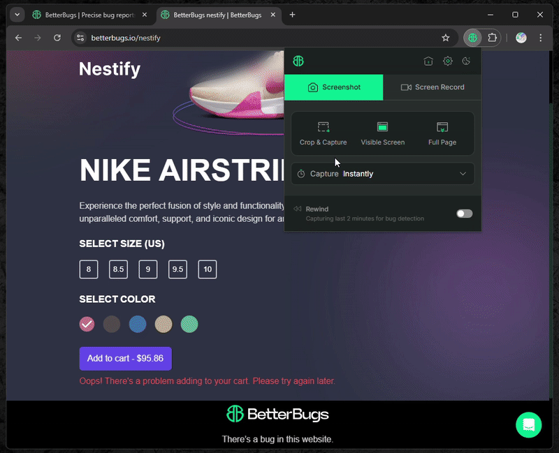 Document issues with just a few clicks in BetterBugs