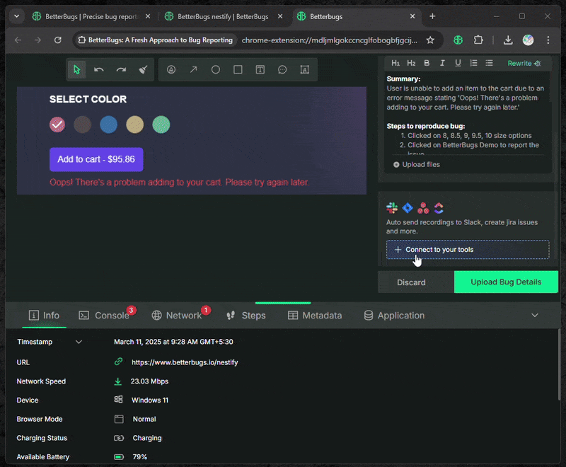 Share reports to your project tool workspaces right from your Chrome browser