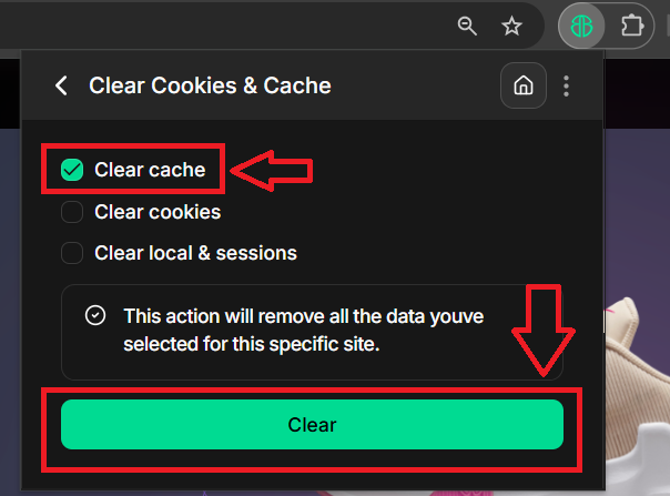 STEP 4 - Next, select the “Clear cache” option and hit “Clear”. You’re ...